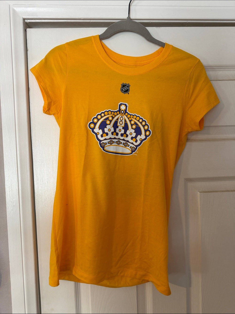 Kopitar Yellow Short Sleeve Tee with Crown Graphic